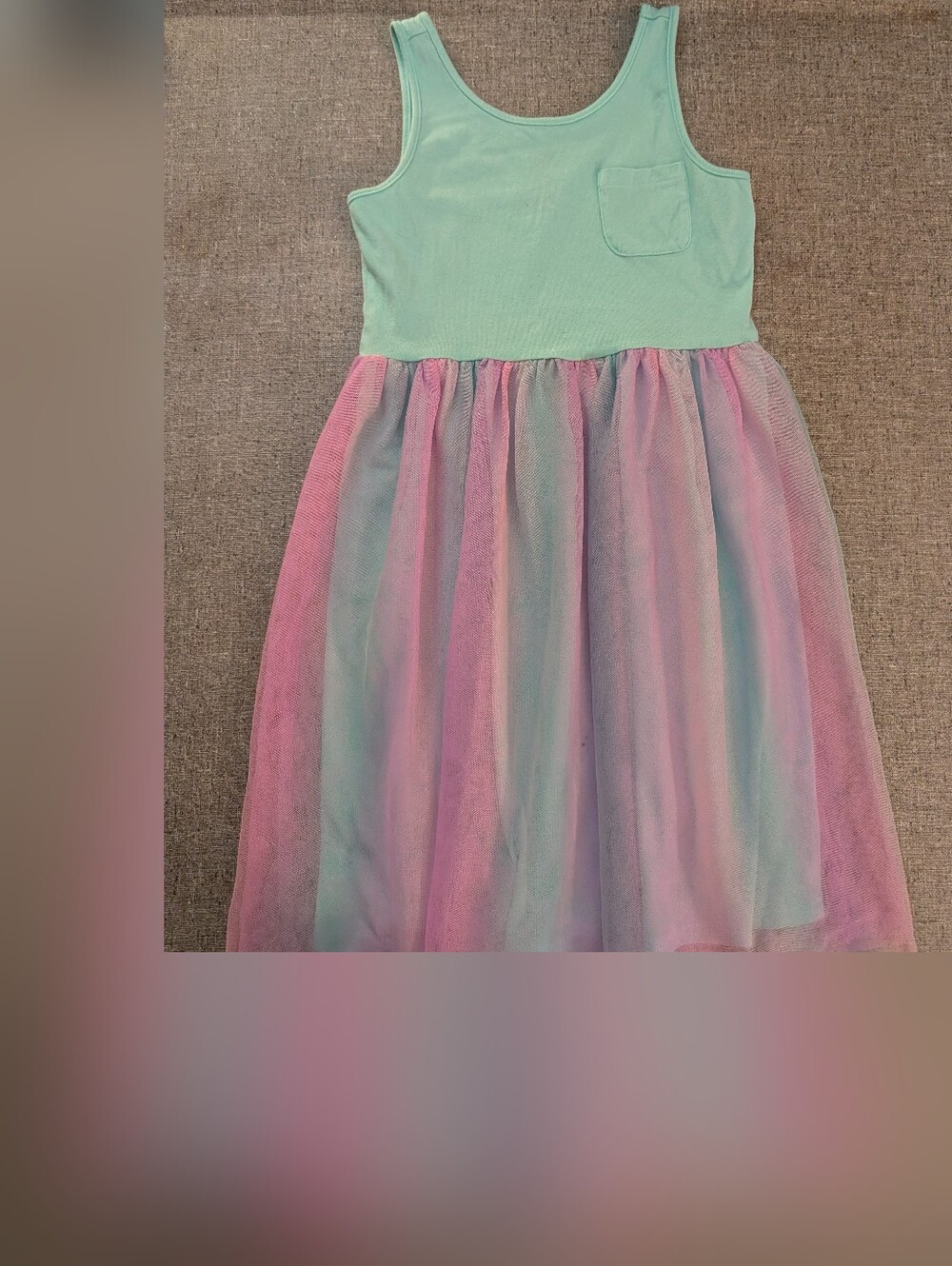 Jumping beans Mint Tank Dress with Pink and Purple Tulle Skirt Size 8